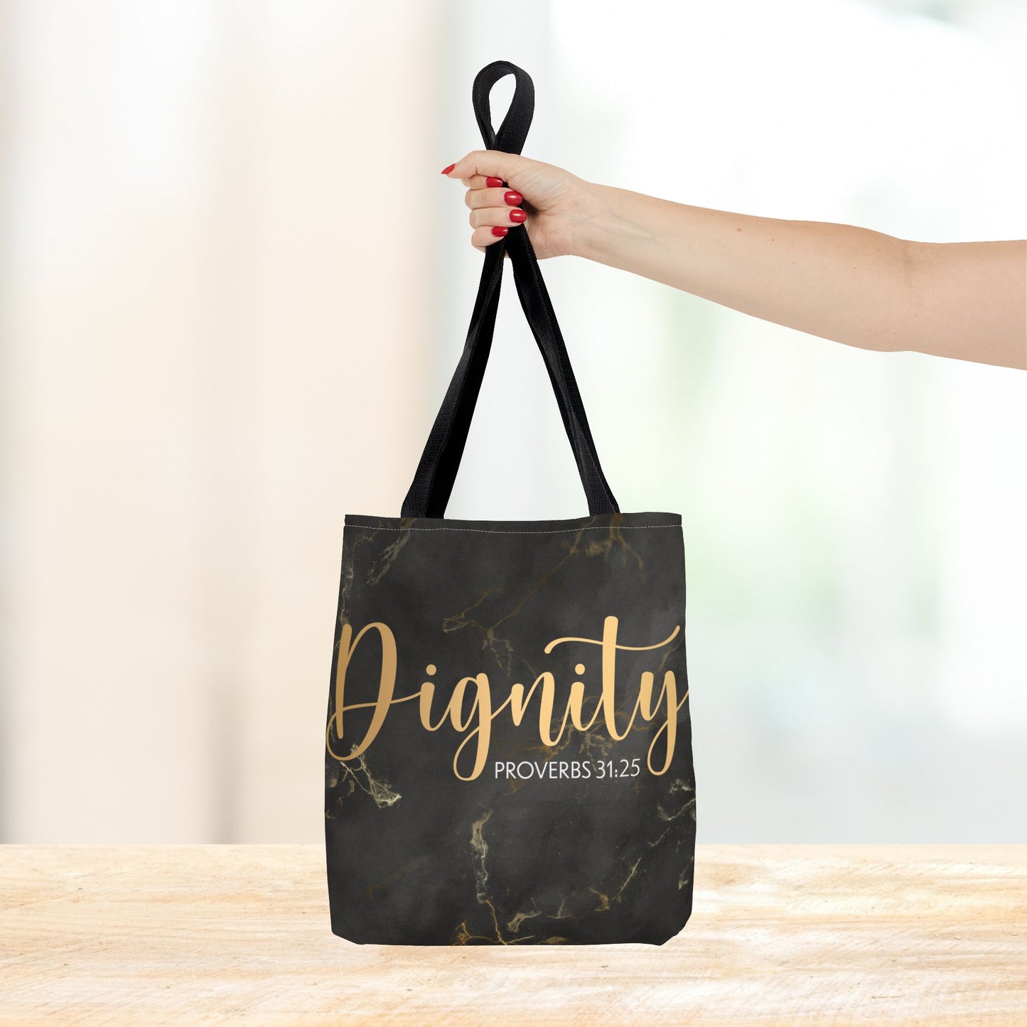 Clothed in Strength & Dignity – Proverbs 31:25 Elegant Marble designer travel Bag - Stylish Carryall for Everyday Use