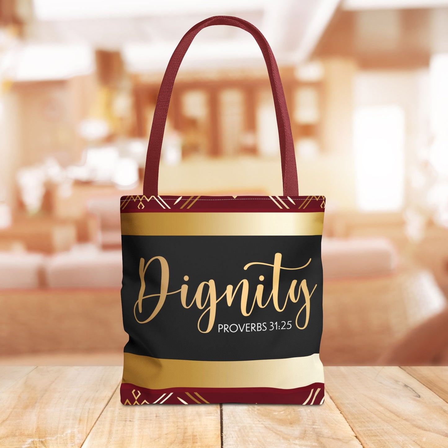Clothed in Dignity – Proverbs 31:25 Inspirational Designer scripture Travel Bag Double sided print great for gifting and any occassion