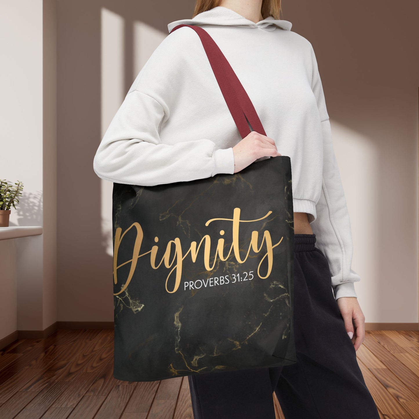 Clothed in Strength & Dignity – Proverbs 31:25 Elegant Marble designer travel Bag - Stylish Carryall for Everyday Use