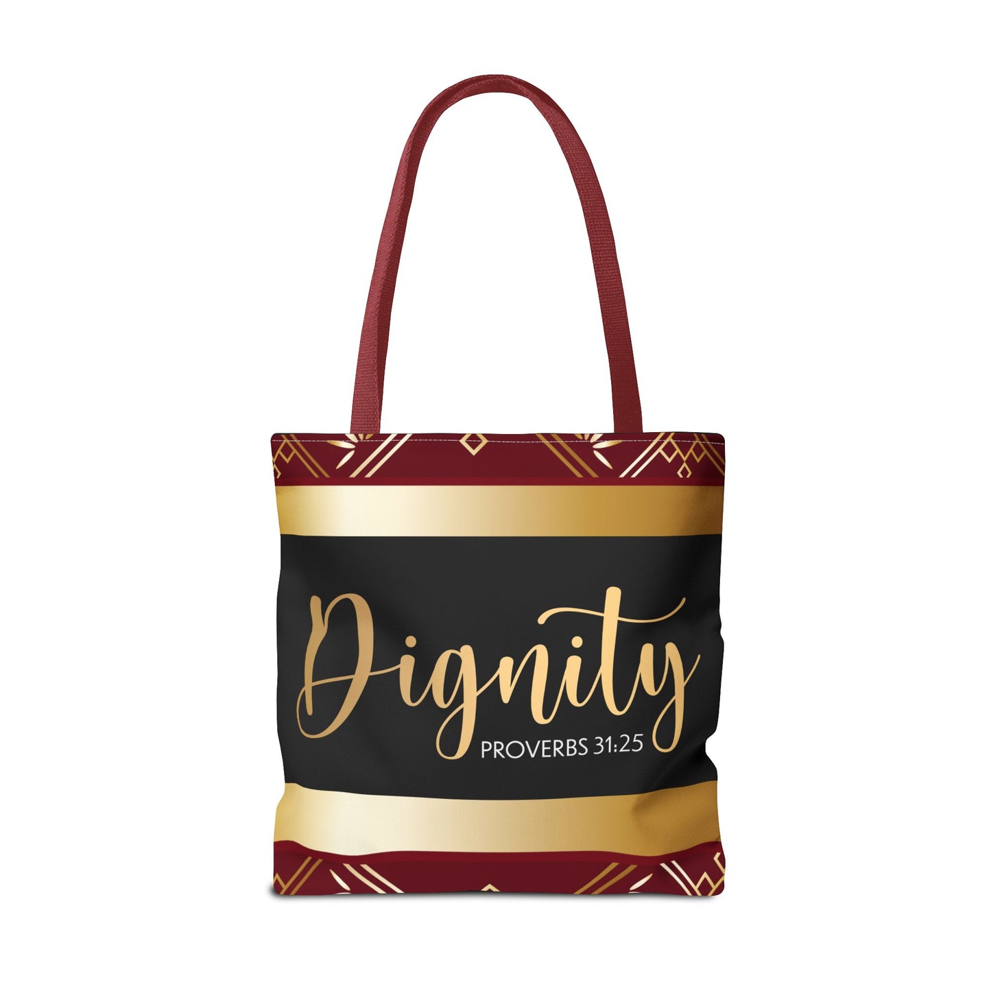 Clothed in Dignity – Proverbs 31:25 Inspirational Designer scripture Travel Bag Double sided print great for gifting and any occassion