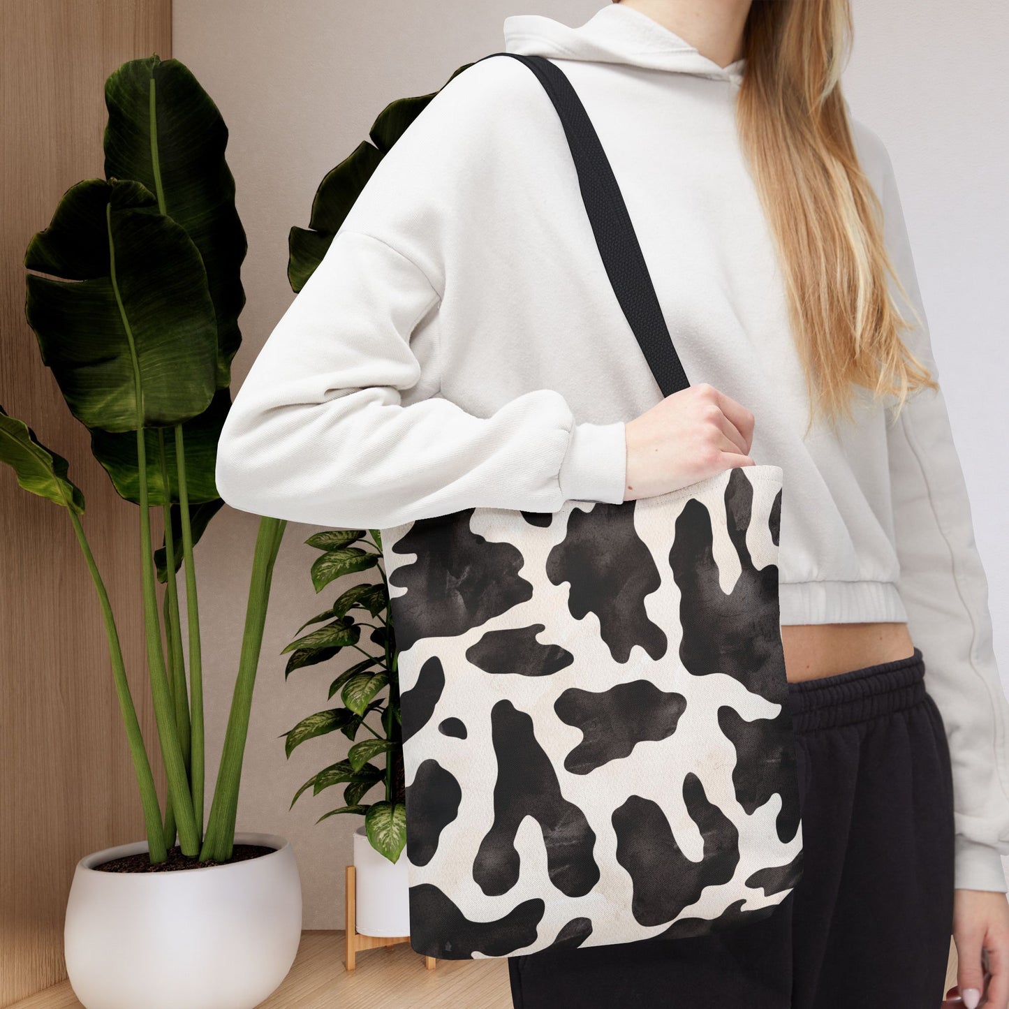 Be Wise – inspired by Matthew 10:16 Chic Cow Print designer Bag for Stylish Errands and Everyday Use