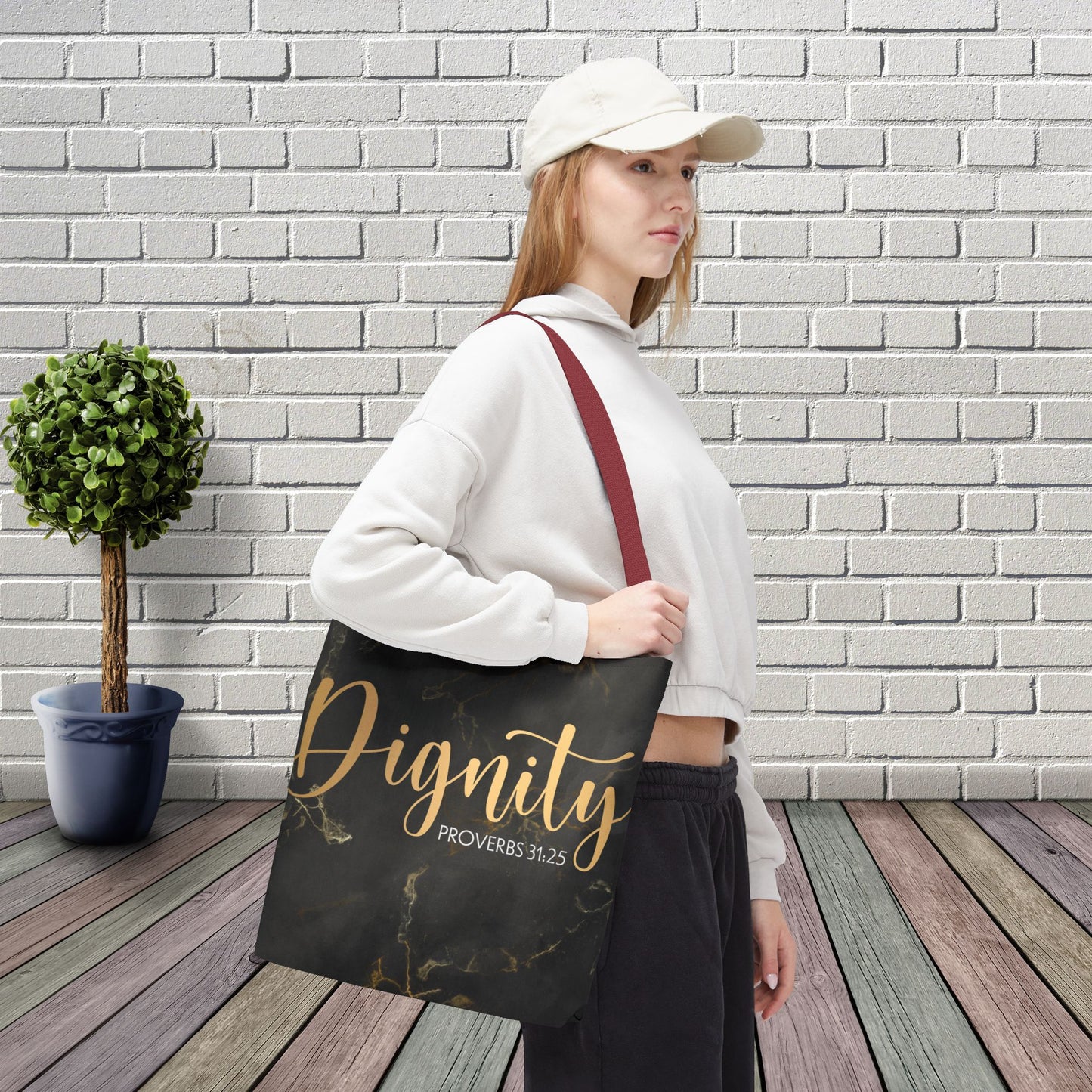 Clothed in Strength & Dignity – Proverbs 31:25 Elegant Marble designer travel Bag - Stylish Carryall for Everyday Use