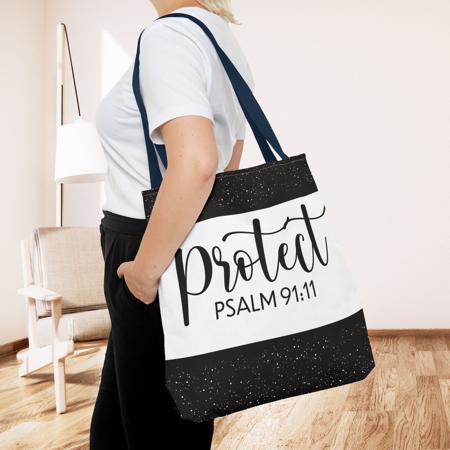 Heavenly Guarded Bible scripture Travel Tote Bag – Psalm 91:11 Scripture-Inspired Travel Companion (Double-sided print)