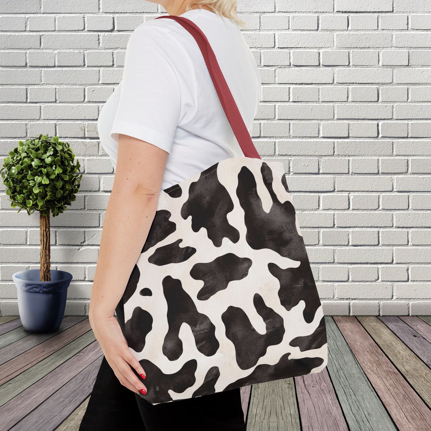 Be Wise – inspired by Matthew 10:16 Chic Cow Print designer Bag for Stylish Errands and Everyday Use