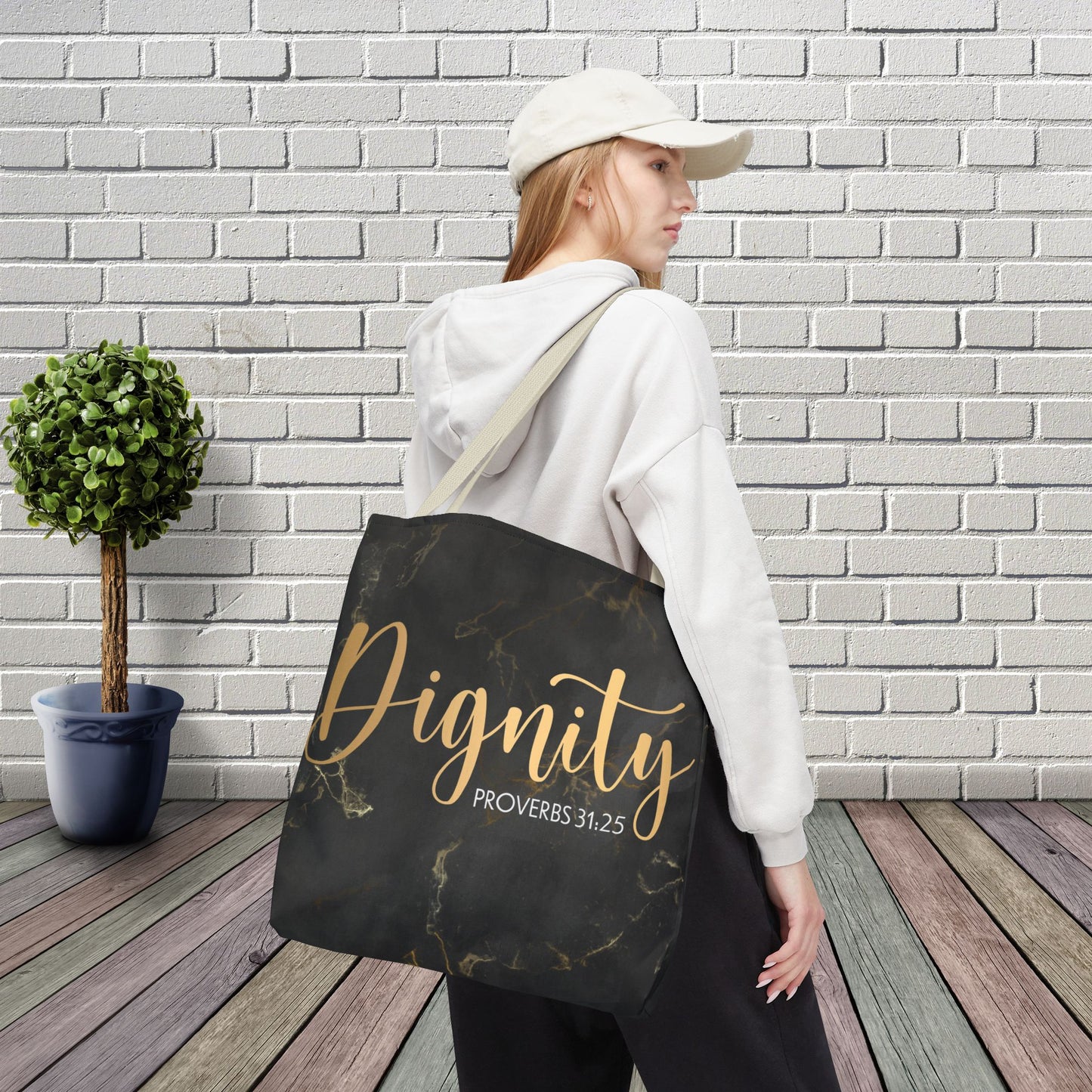 Clothed in Strength & Dignity – Proverbs 31:25 Elegant Marble designer travel Bag - Stylish Carryall for Everyday Use