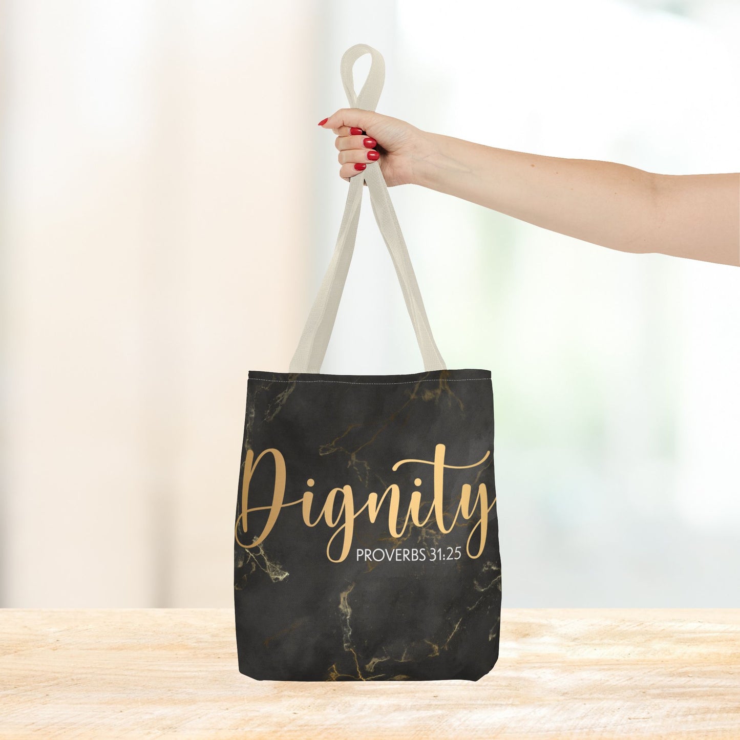 Clothed in Strength & Dignity – Proverbs 31:25 Elegant Marble designer travel Bag - Stylish Carryall for Everyday Use