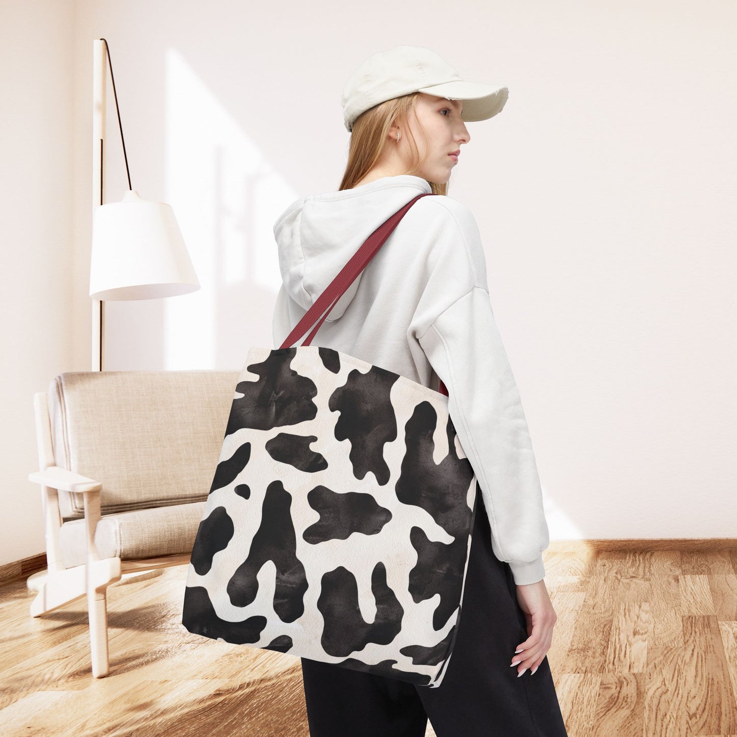 Be Wise – inspired by Matthew 10:16 Chic Cow Print designer Bag for Stylish Errands and Everyday Use