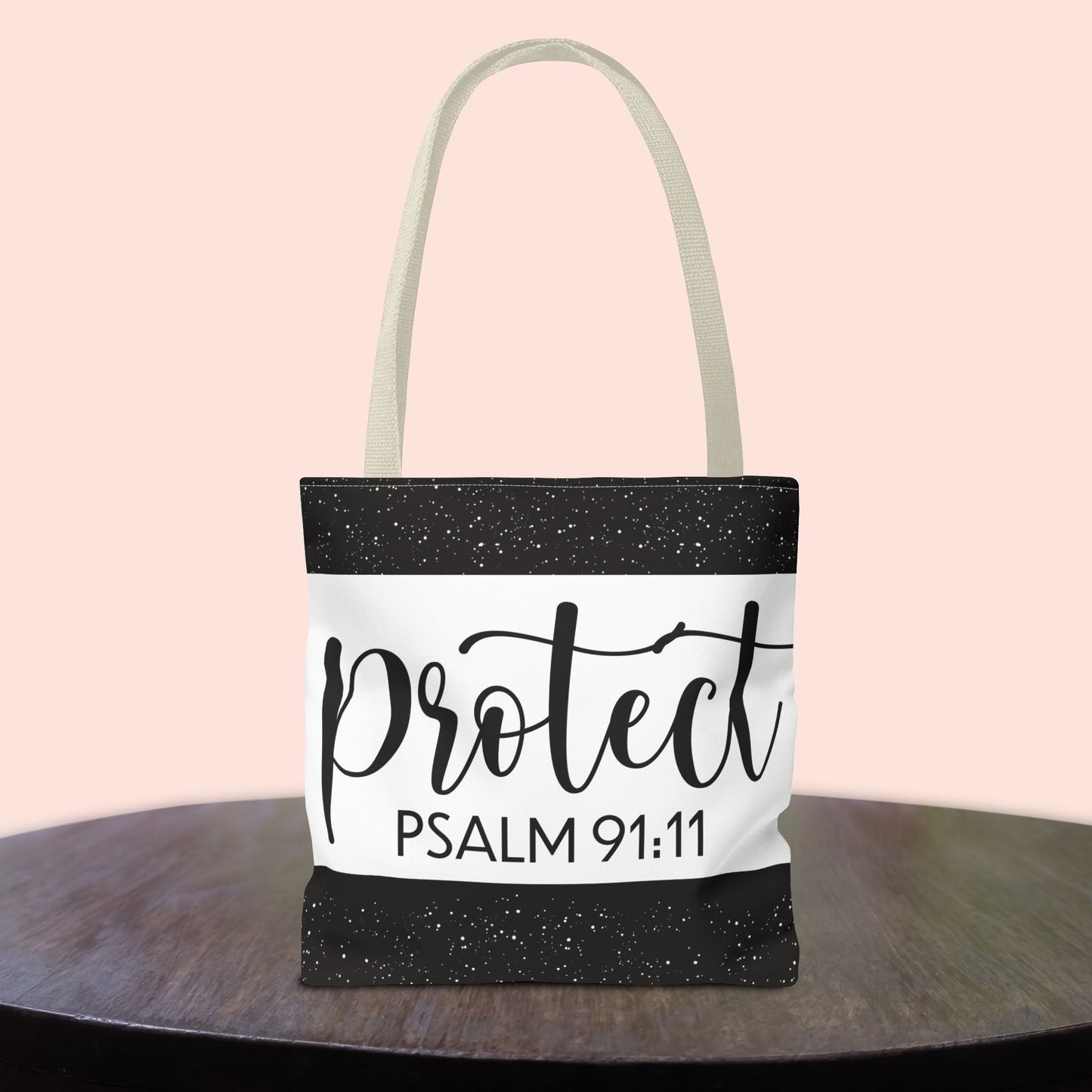Heavenly Guarded Bible scripture Travel Tote Bag – Psalm 91:11 Scripture-Inspired Travel Companion (Double-sided print)
