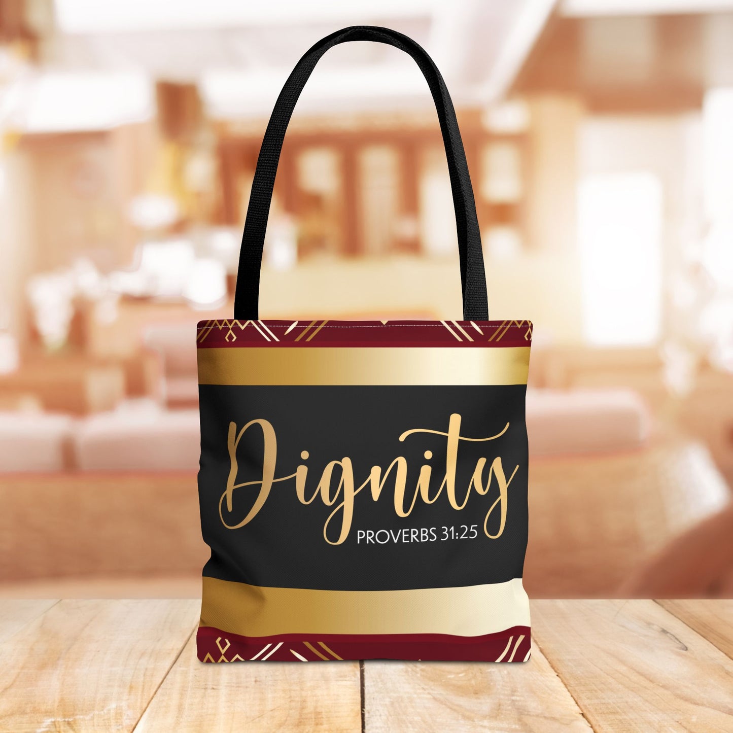 Clothed in Dignity – Proverbs 31:25 Inspirational Designer scripture Travel Bag Double sided print great for gifting and any occassion