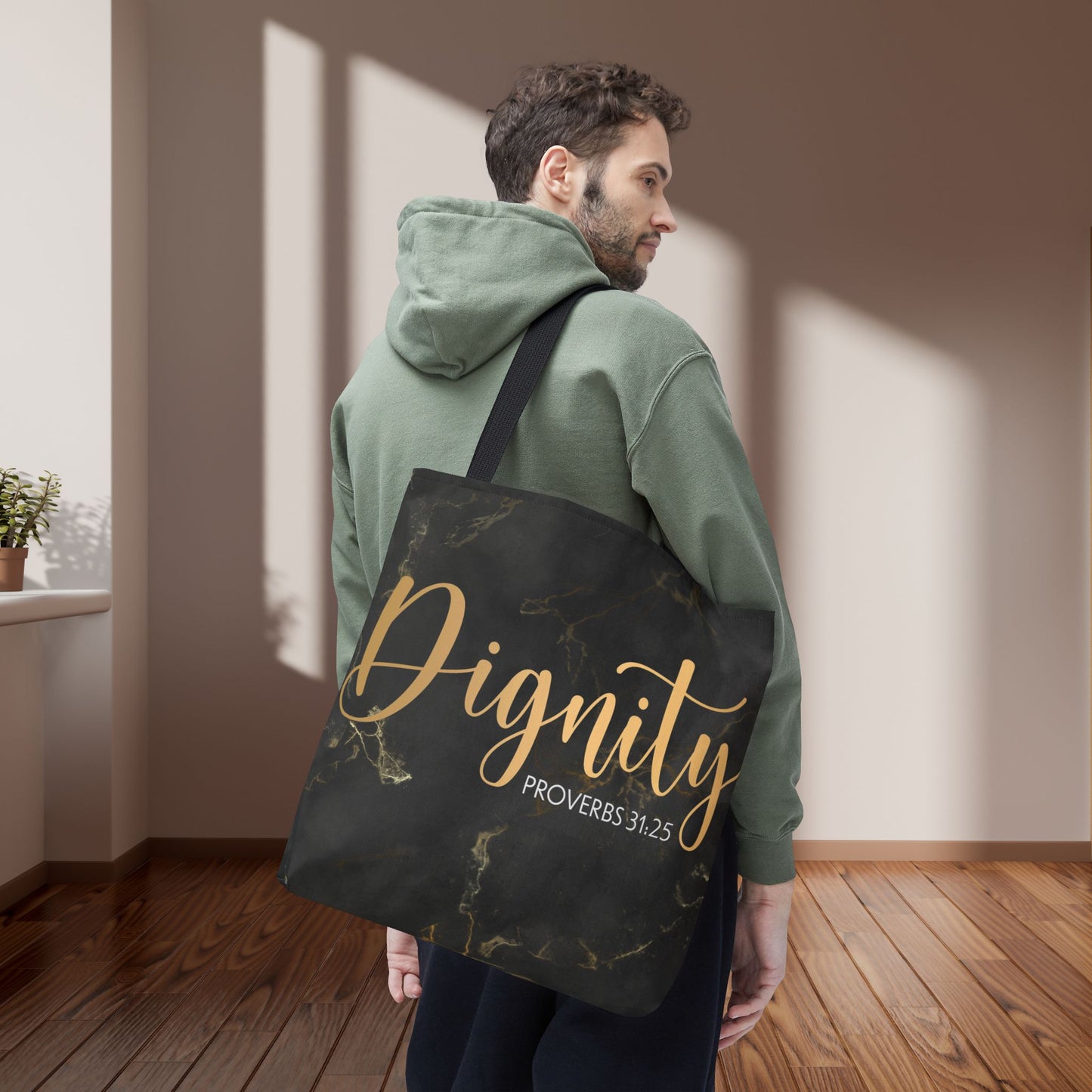 Clothed in Strength & Dignity – Proverbs 31:25 Elegant Marble designer travel Bag - Stylish Carryall for Everyday Use