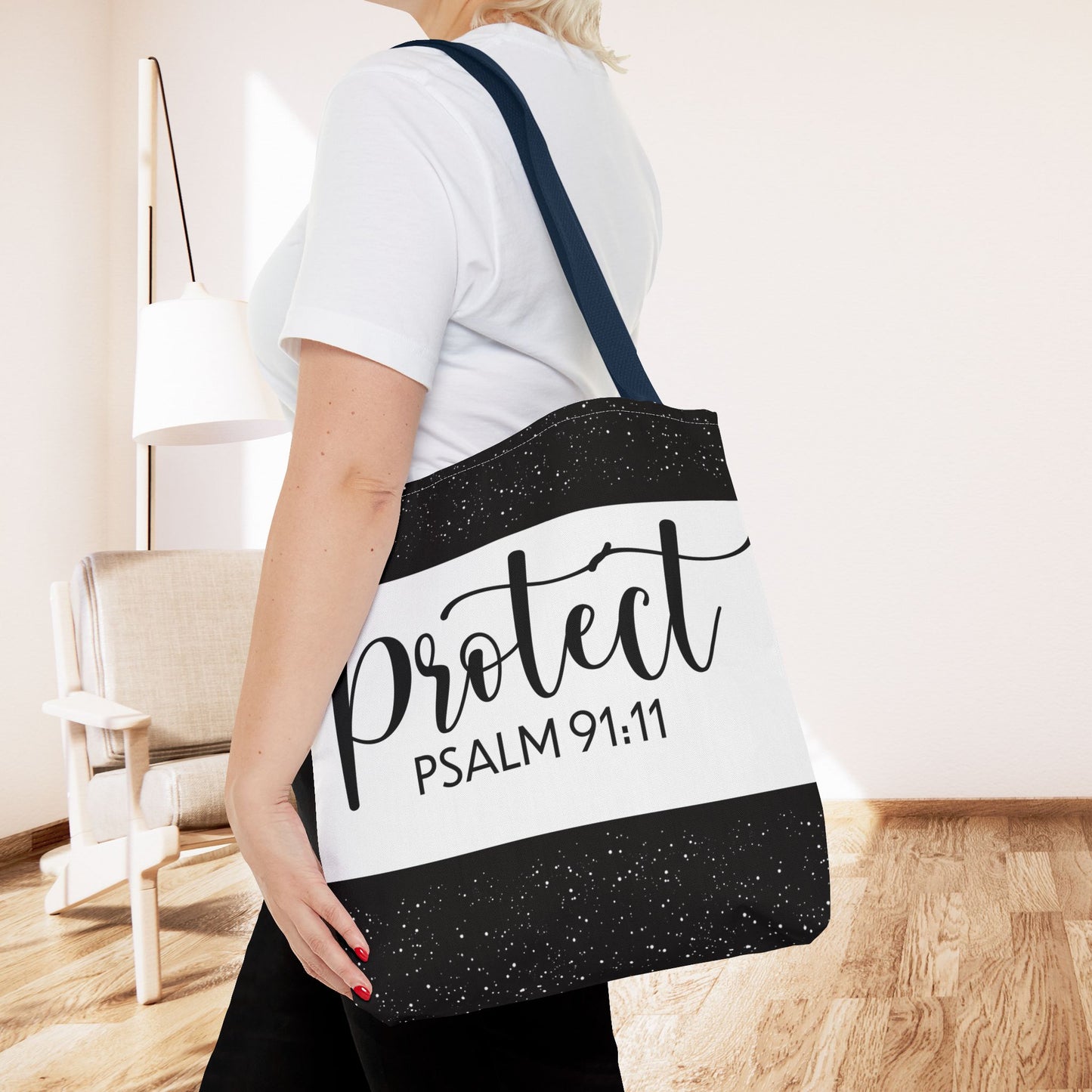 Heavenly Guarded Bible scripture Travel Tote Bag – Psalm 91:11 Scripture-Inspired Travel Companion (Double-sided print)