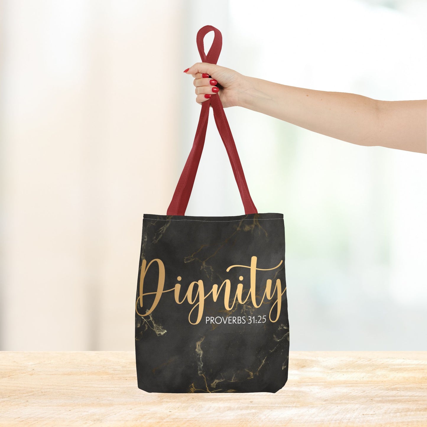 Clothed in Strength & Dignity – Proverbs 31:25 Elegant Marble designer travel Bag - Stylish Carryall for Everyday Use