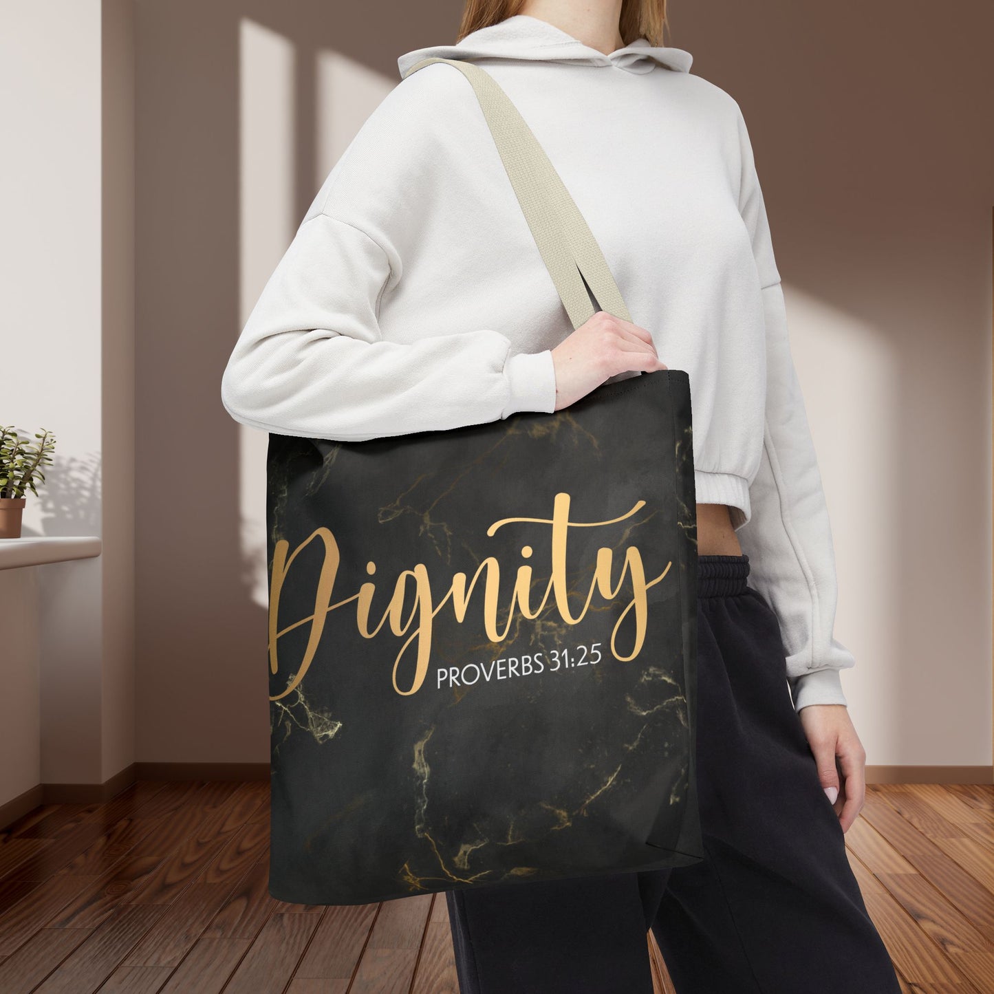 Clothed in Strength & Dignity – Proverbs 31:25 Elegant Marble designer travel Bag - Stylish Carryall for Everyday Use