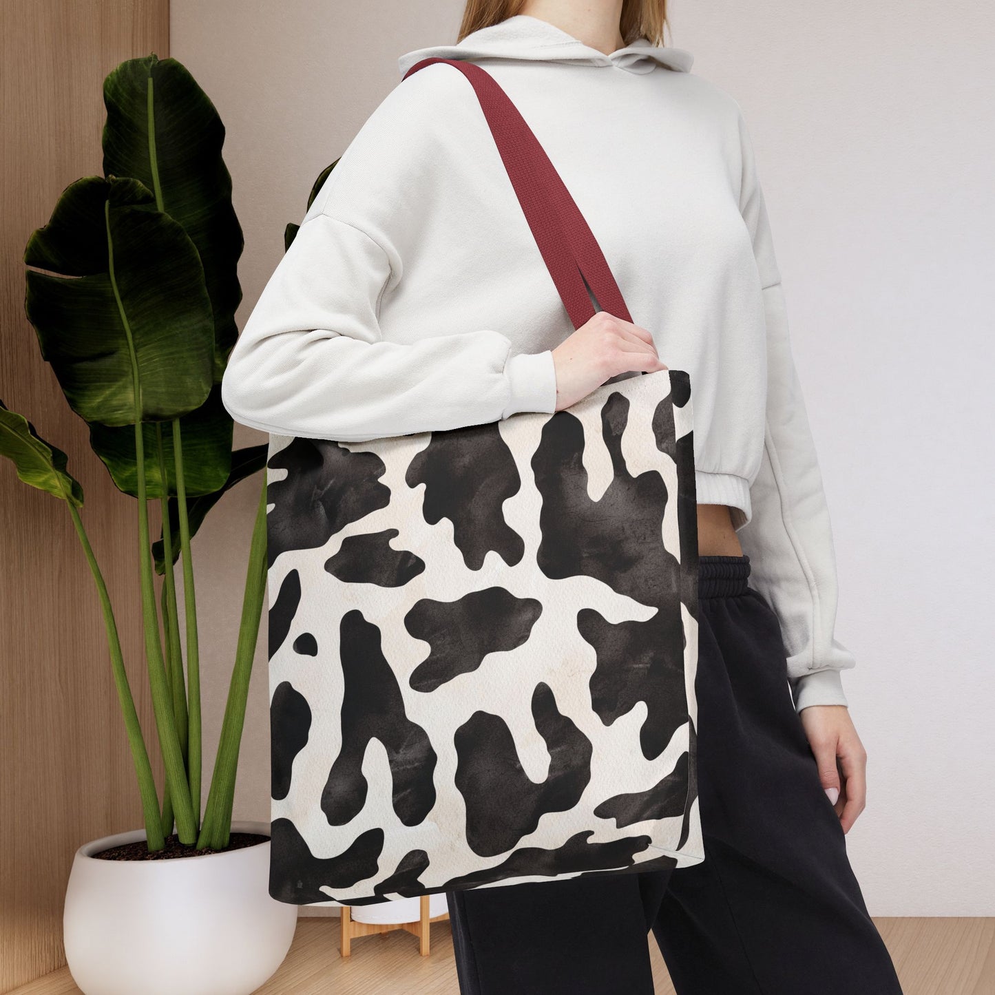 Be Wise – inspired by Matthew 10:16 Chic Cow Print designer Bag for Stylish Errands and Everyday Use
