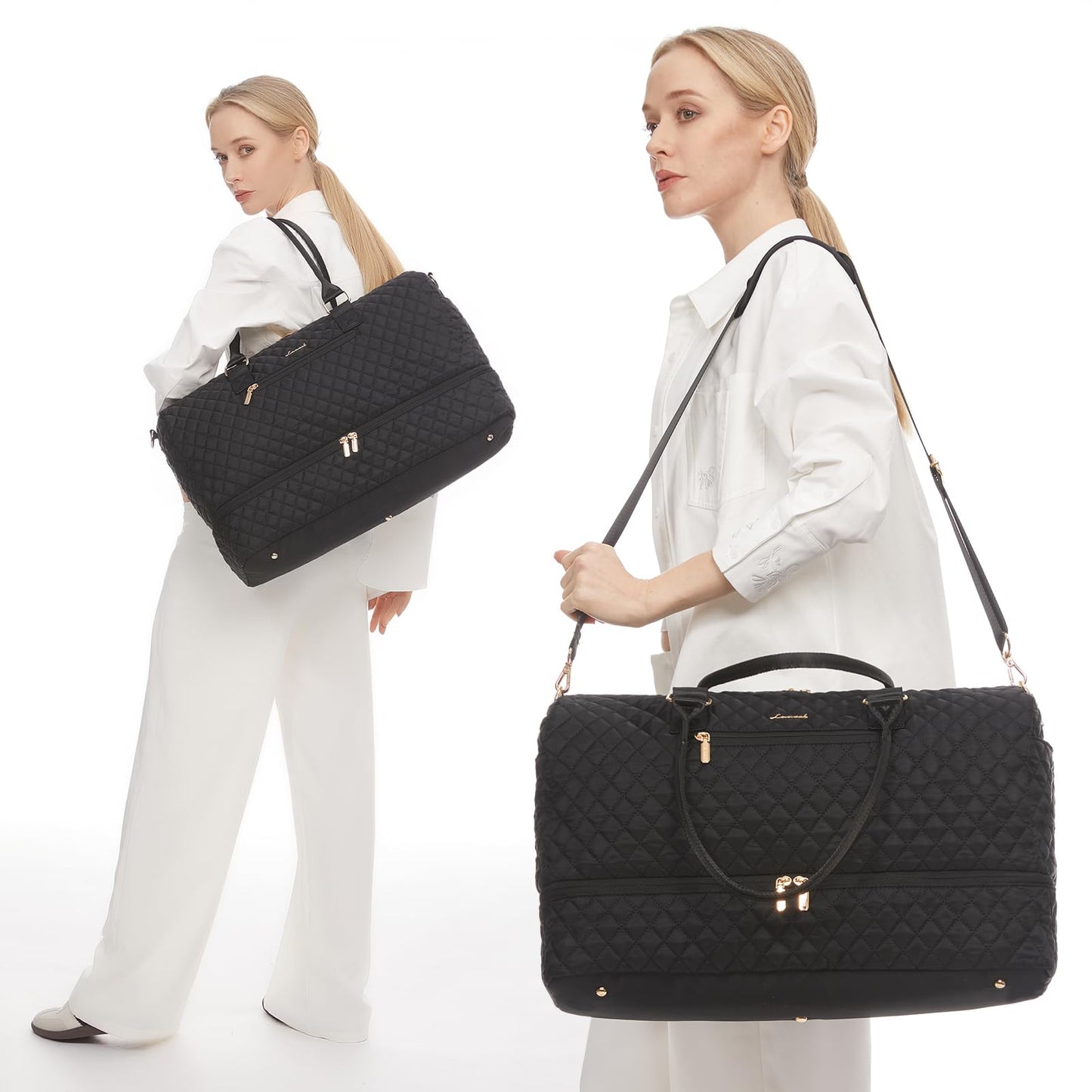 Grace in Every Journey Travel Duffle Bag for Women, with Shoe Compartment, Carry on Bag with Toiletry Bag, Gym Duffel Bag 3 Pcs Set