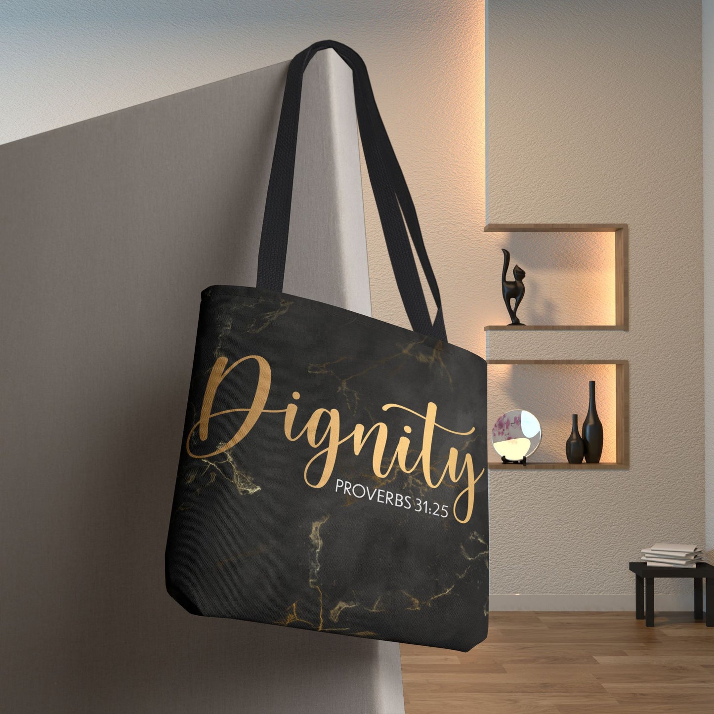 Clothed in Strength & Dignity – Proverbs 31:25 Elegant Marble designer travel Bag - Stylish Carryall for Everyday Use