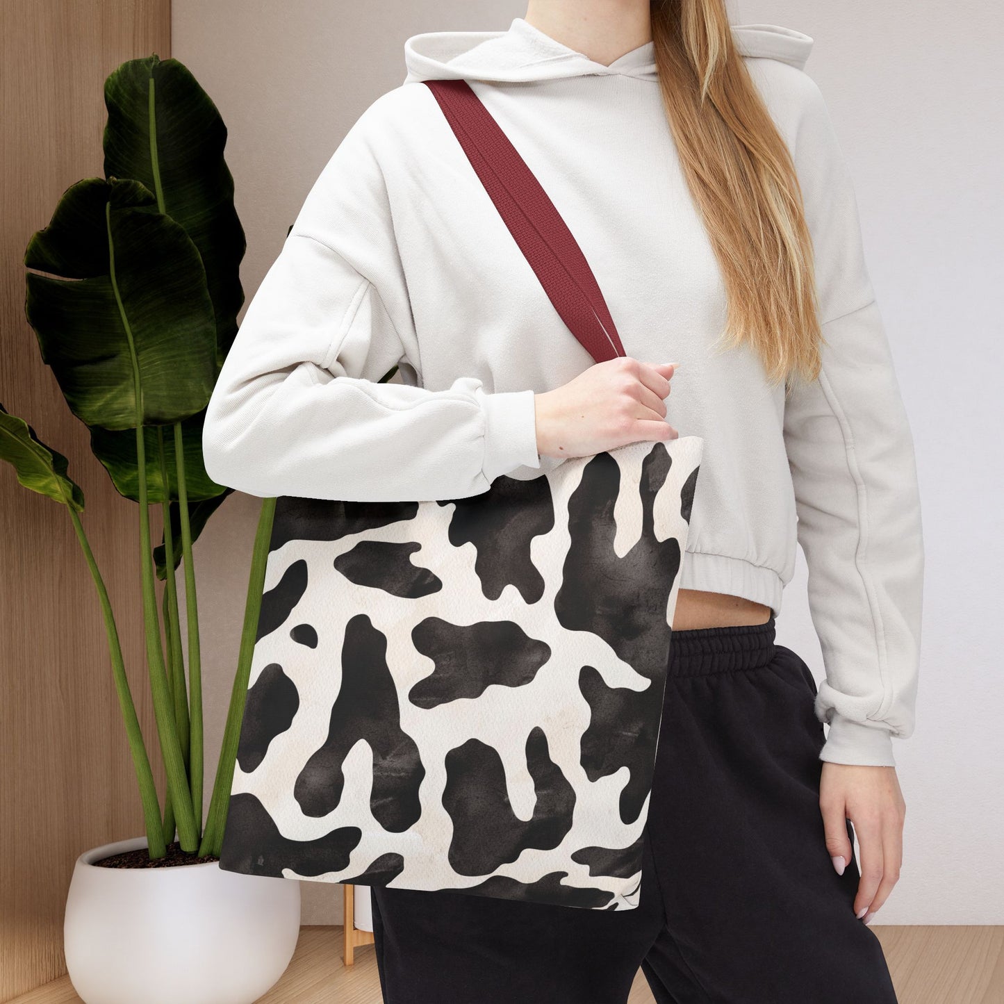 Be Wise – inspired by Matthew 10:16 Chic Cow Print designer Bag for Stylish Errands and Everyday Use