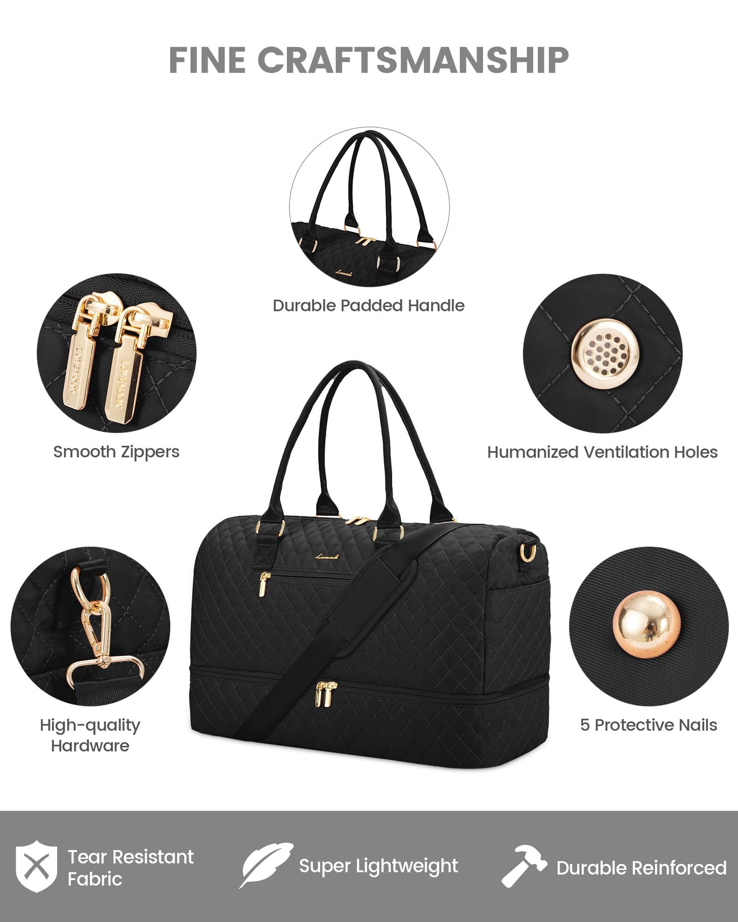 Grace in Every Journey Travel Duffle Bag for Women, with Shoe Compartment, Carry on Bag with Toiletry Bag, Gym Duffel Bag 3 Pcs Set