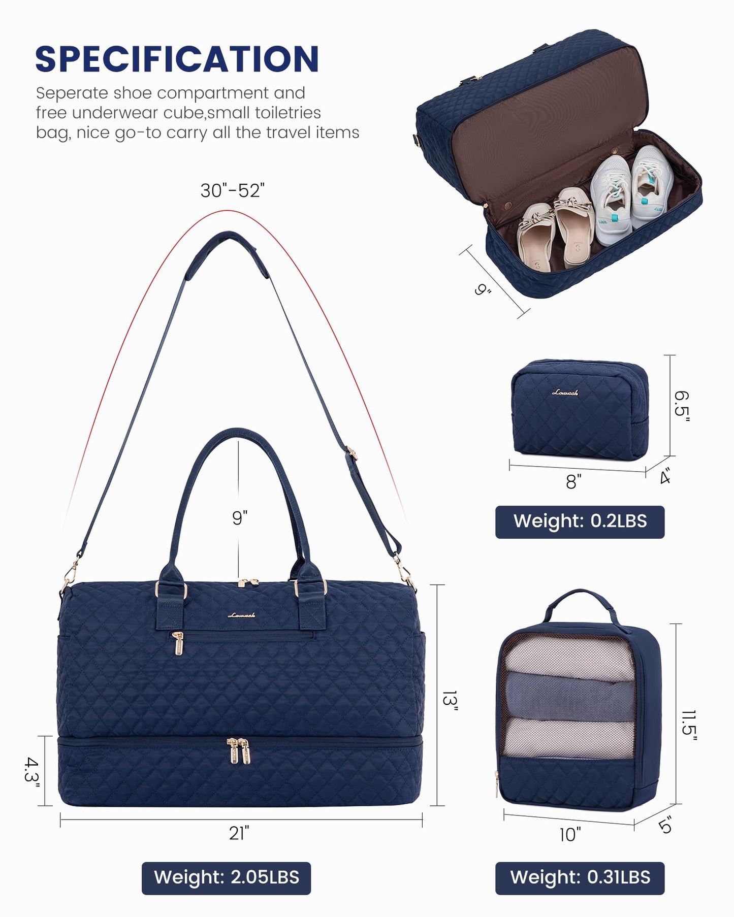 Grace in Every Journey Travel Duffle Bag for Women, with Shoe Compartment, Carry on Bag with Toiletry Bag, Gym Duffel Bag 3 Pcs Set