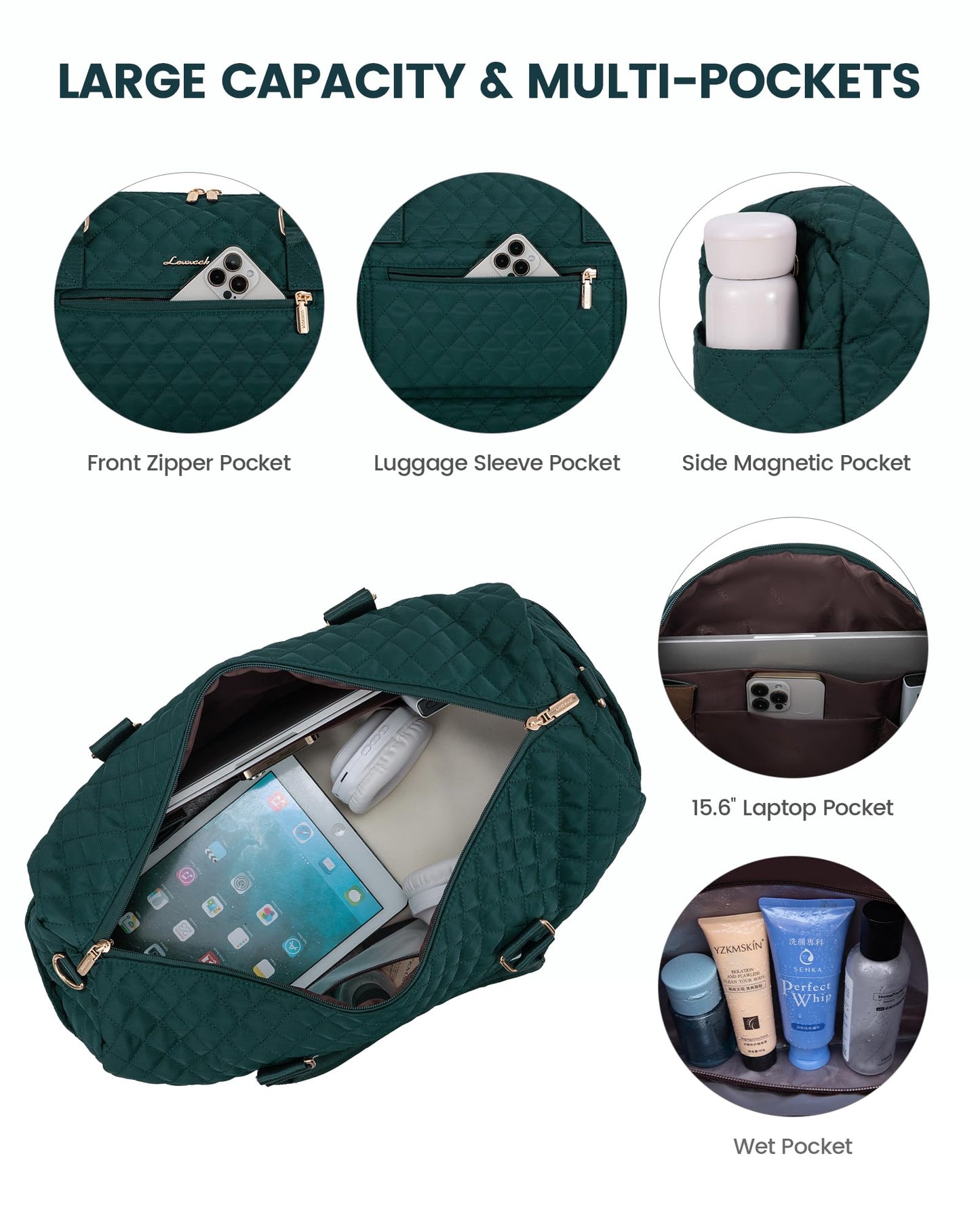 Grace in Every Journey Travel Duffle Bag for Women, with Shoe Compartment, Carry on Bag with Toiletry Bag, Gym Duffel Bag 3 Pcs Set