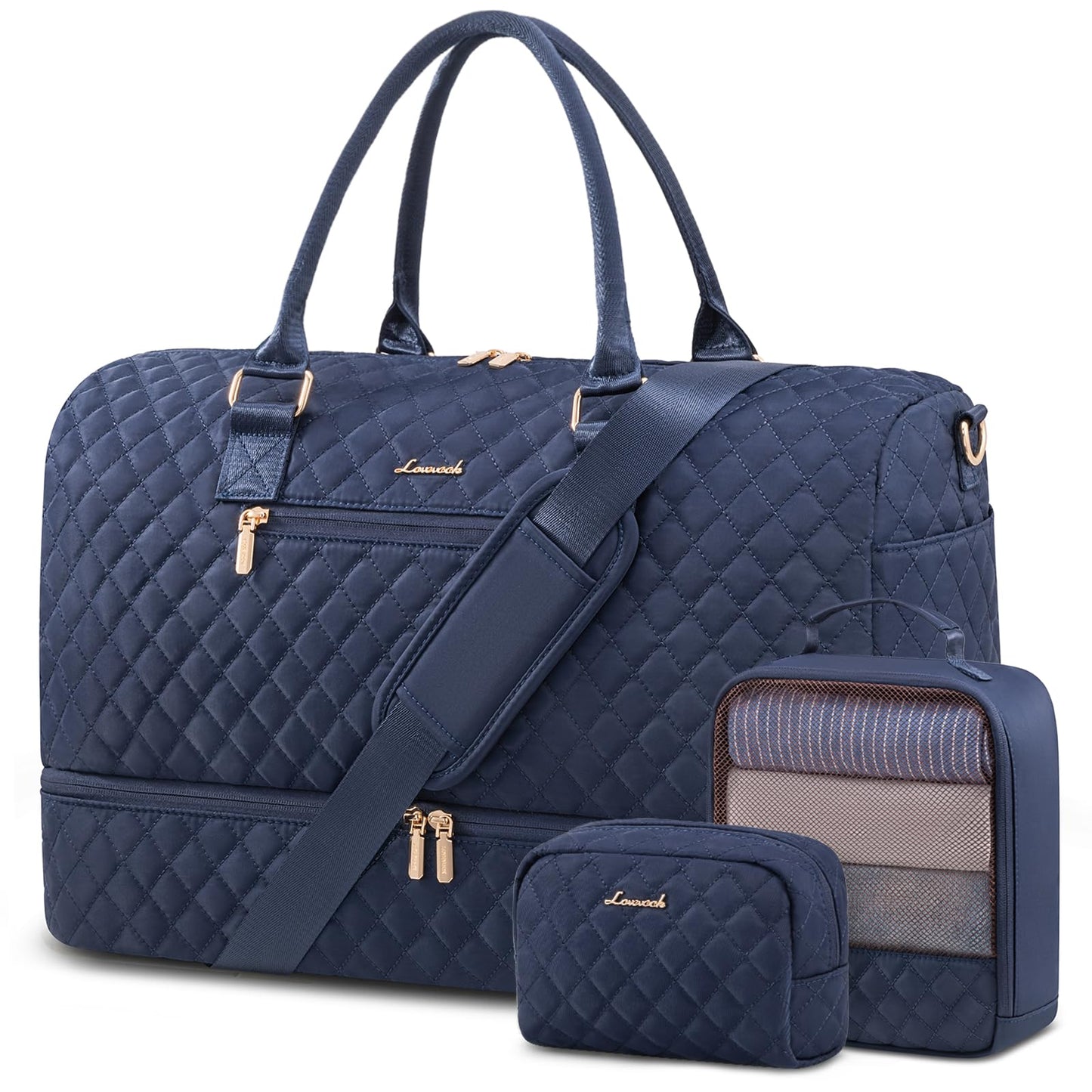 Grace in Every Journey Travel Duffle Bag for Women, with Shoe Compartment, Carry on Bag with Toiletry Bag, Gym Duffel Bag 3 Pcs Set