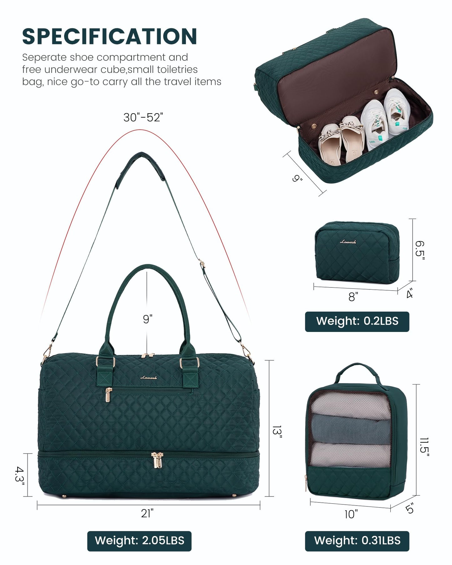 Grace in Every Journey Travel Duffle Bag for Women, with Shoe Compartment, Carry on Bag with Toiletry Bag, Gym Duffel Bag 3 Pcs Set