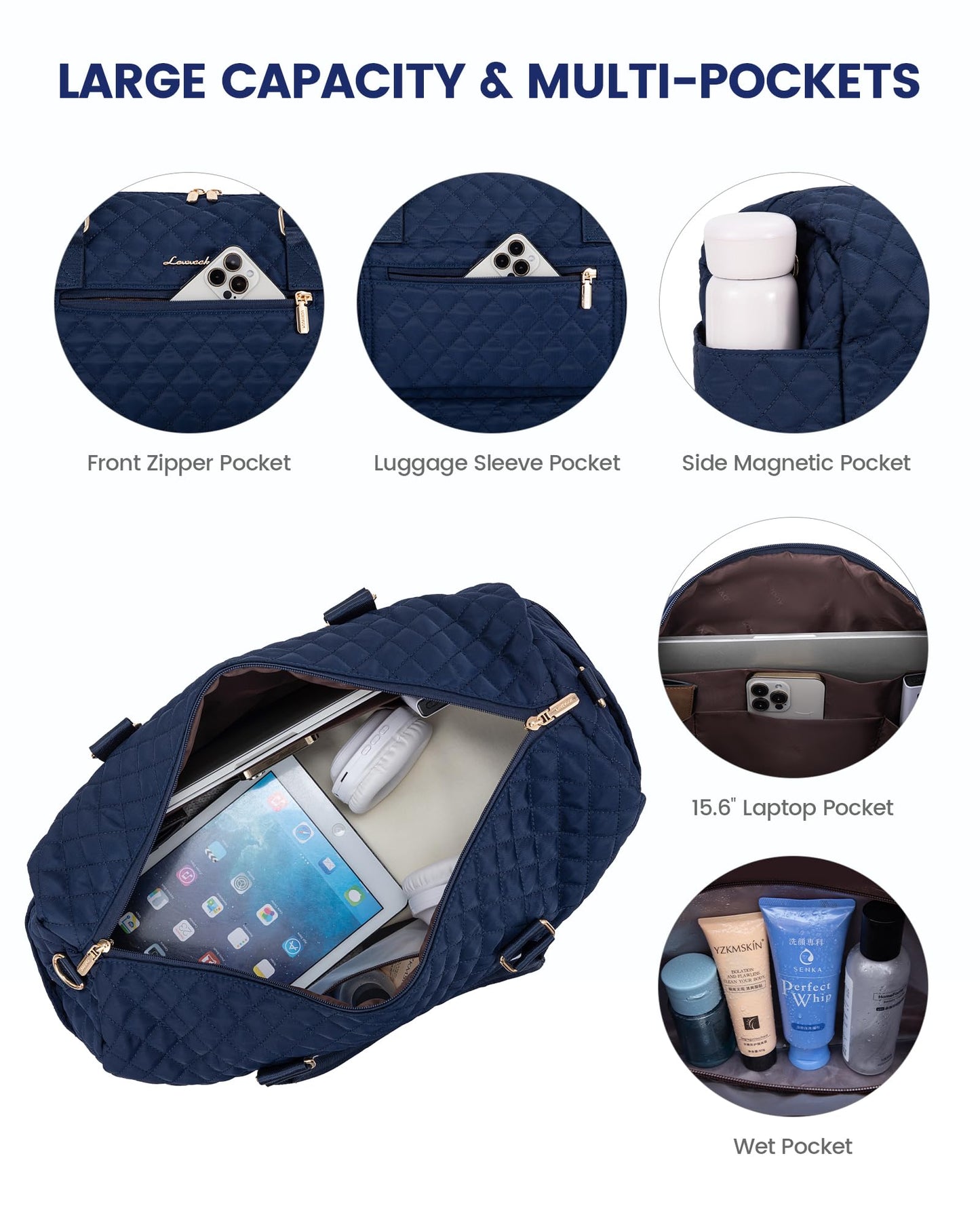 Grace in Every Journey Travel Duffle Bag for Women, with Shoe Compartment, Carry on Bag with Toiletry Bag, Gym Duffel Bag 3 Pcs Set