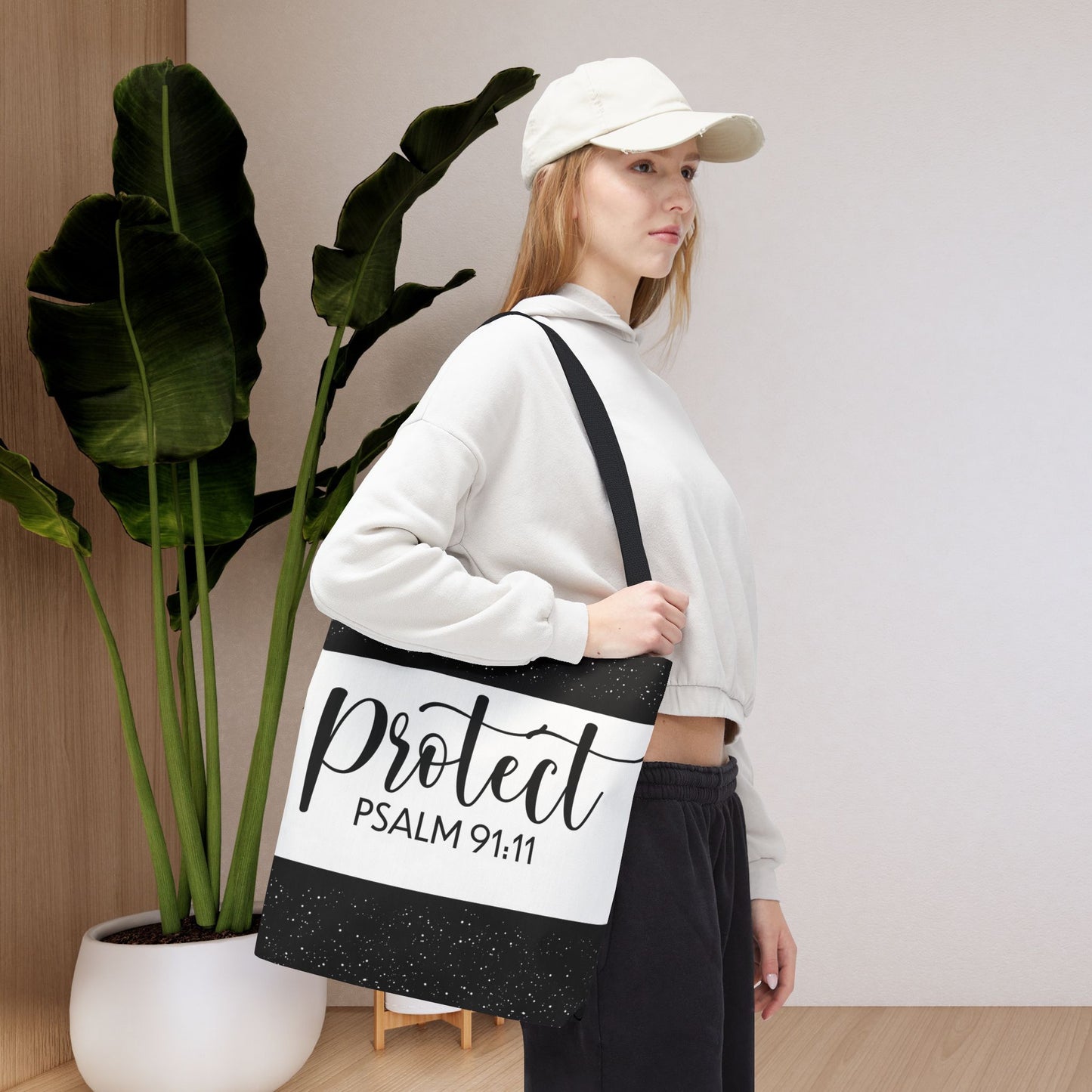 Heavenly Guarded Bible scripture Travel Tote Bag – Psalm 91:11 Scripture-Inspired Travel Companion (Double-sided print)