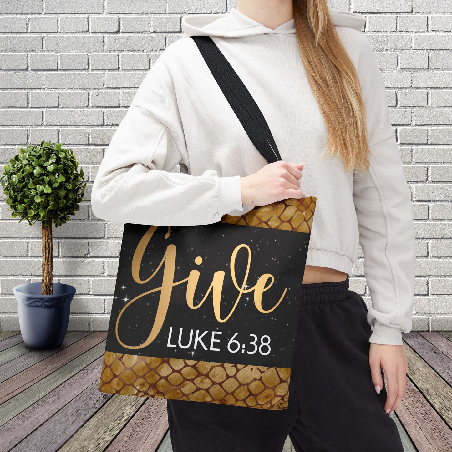 Give to be Given Travel Tote bag - 'Give' Luke 6:38 - Stylish & Functional Carryall Printed on both sides