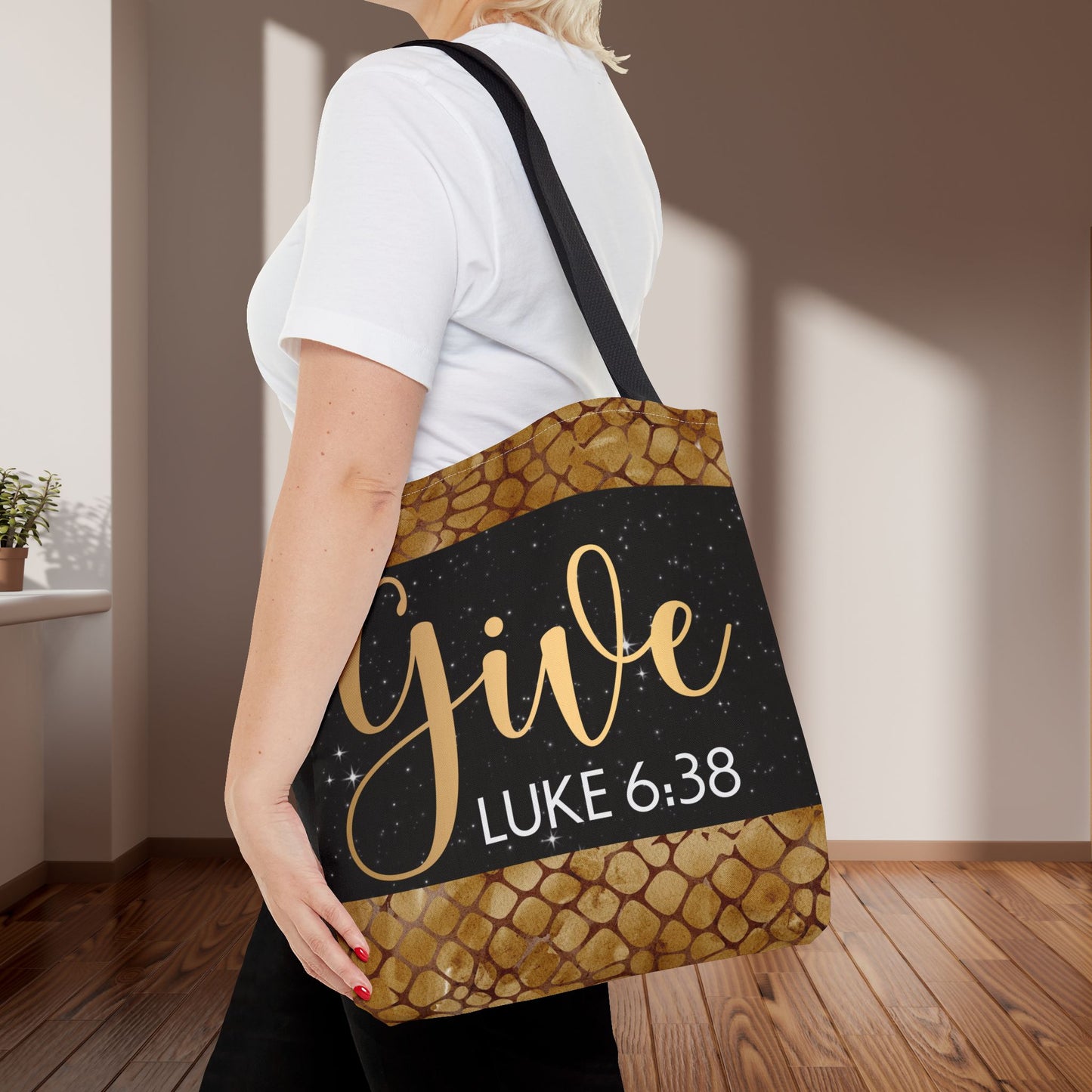 Give to be Given Travel Tote bag - 'Give' Luke 6:38 - Stylish & Functional Carryall Printed on both sides