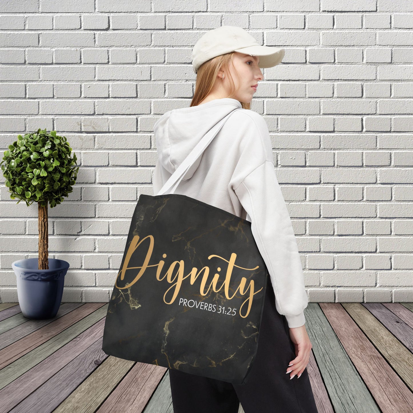 Clothed in Strength & Dignity – Proverbs 31:25 Elegant Marble designer travel Bag - Stylish Carryall for Everyday Use