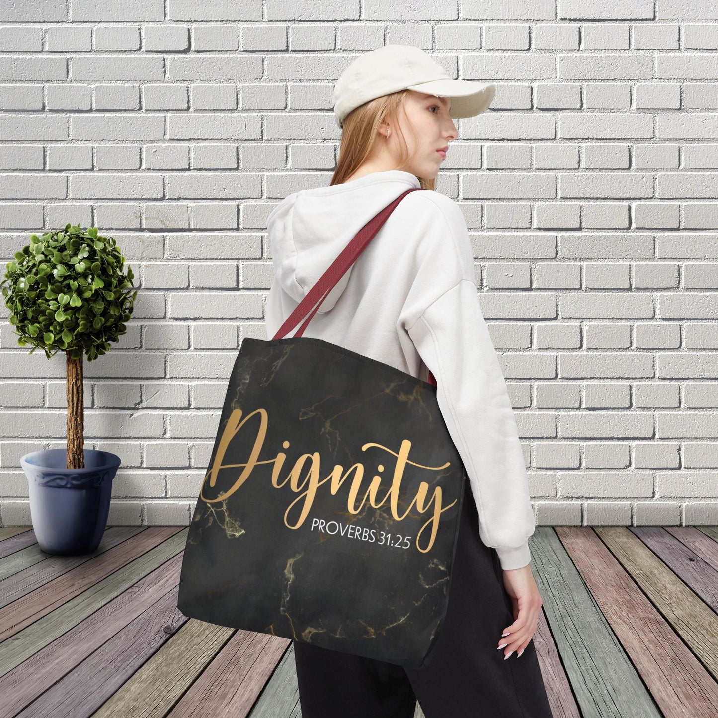 Clothed in Strength & Dignity – Proverbs 31:25 Elegant Marble designer travel Bag - Stylish Carryall for Everyday Use