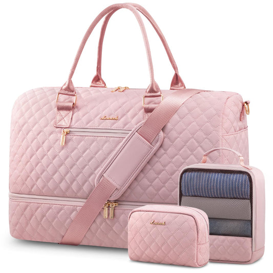 Grace in Every Journey Travel Duffle Bag for Women, with Shoe Compartment, Carry on Bag with Toiletry Bag, Gym Duffel Bag 3 Pcs Set